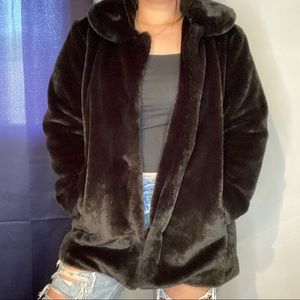 Rachel Zoe Black Faux Fur Coat